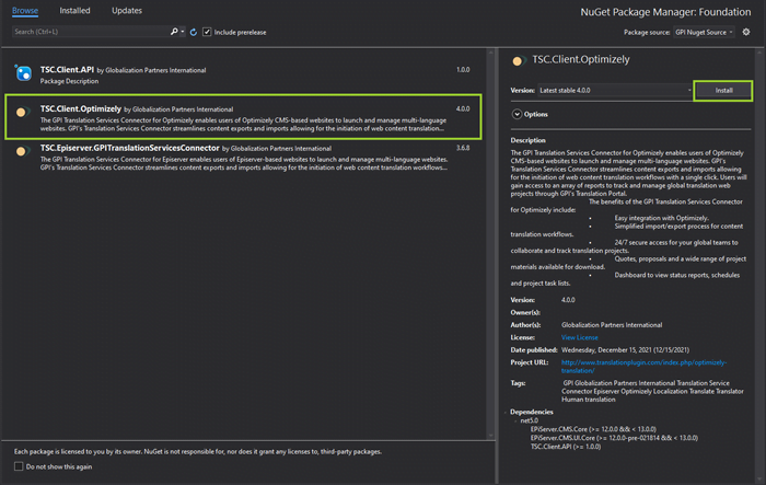 How to Install the GPI Connector Using NuGet - Step 3